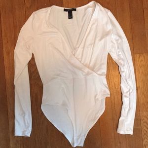 V-Neck White Bodysuit